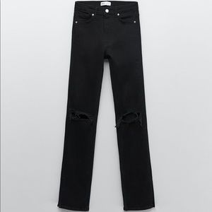Zara high rise black split leg jeans